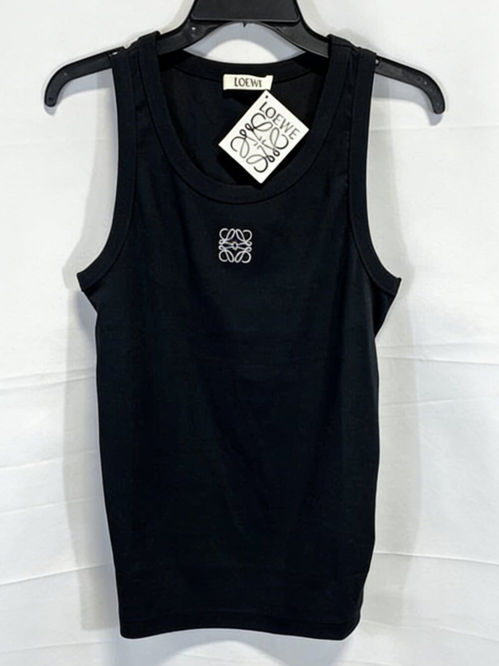 Loewe Women's Black Anagram Tank Top Cotton Embroidered Logo Sz S NWT